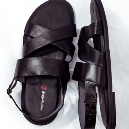 Men's Black Texture Sandal (Size 45)